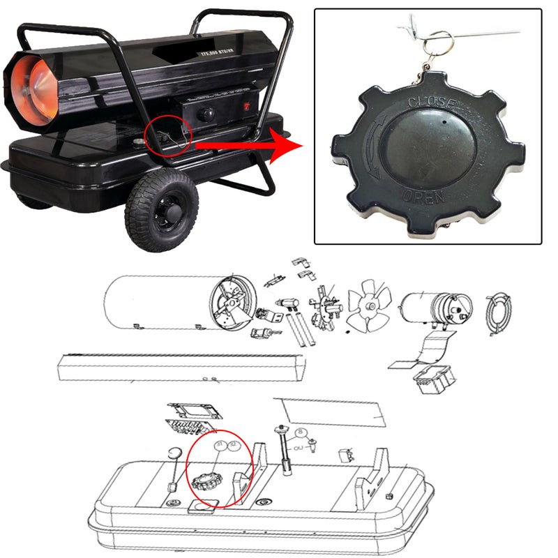 Irnyso lrnyso kerosene heater FUEL CAP ASSEMBLY FUEL CAP & GASKET 70-006-0100 70-006-0120 70-006-0125 26959 Fits Heat Star, Mr Heater, DW Remington Heatstream Dayton/Grainger Pro-Temp heater - Image 5