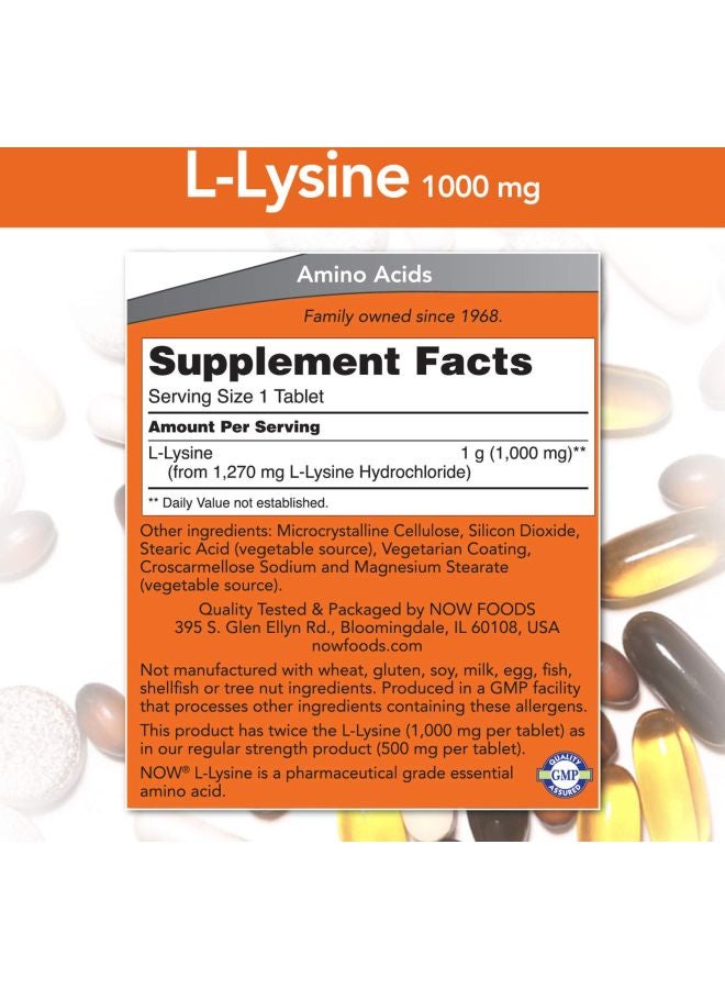 Now Foods Pack Of 4 L-Lysine Strength - 100 Tablets - Image 2