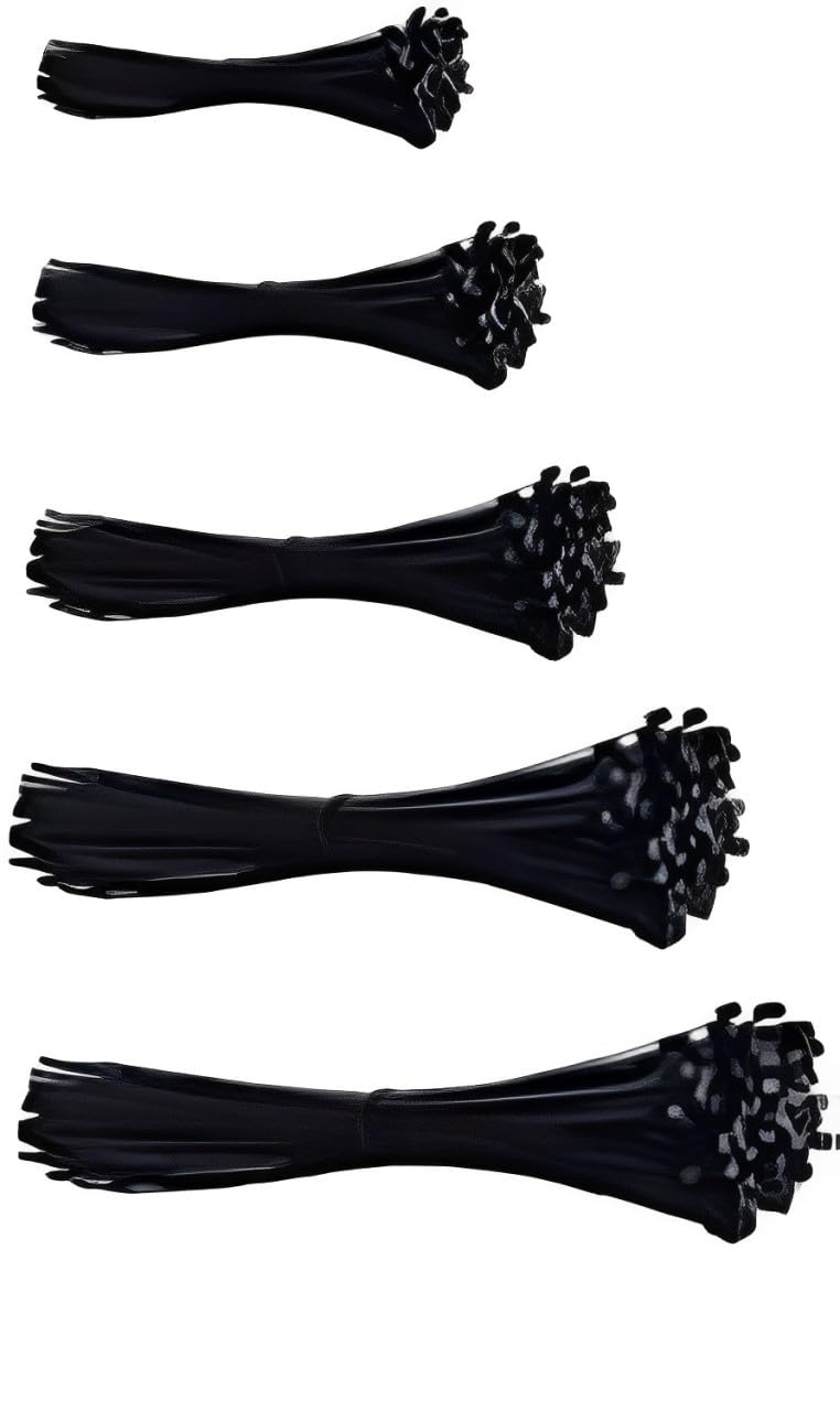 LIRABS® 4, 6, 8, 10, 12 Inch Nylon Cable Ties Zip Wire Organizer Ties, Zip Ties, Cable Organizer, 50 Pieces Each Size Combo - Black - Image 2