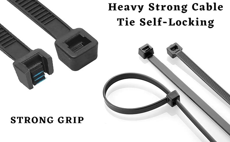 LIRABS® 4, 6, 8, 10, 12 Inch Nylon Cable Ties Zip Wire Organizer Ties, Zip Ties, Cable Organizer, 50 Pieces Each Size Combo - Black - Image 4