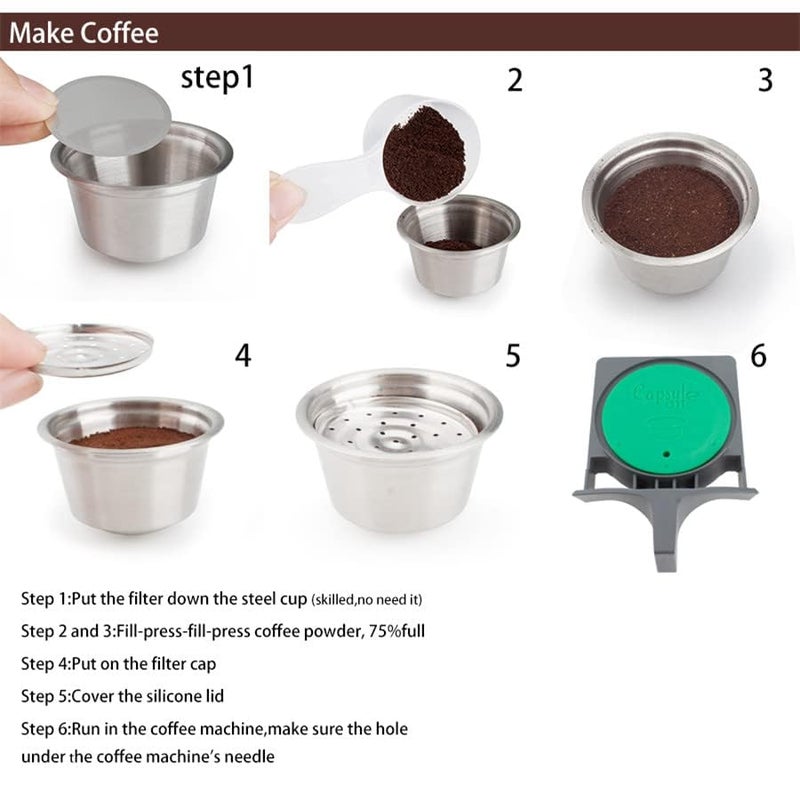 Capsulone Stainless Steel Refillable Coffee Capsule fit for Dolce Gusto cafe maker Cream Reusable Coffee Pods Metal Permanent Coffee filter Compatible with Nescafe Dolce Gusto with 1 tamper - Image 4