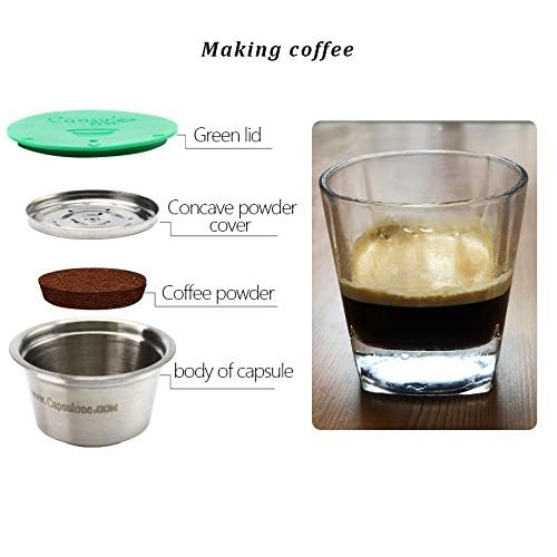 Capsulone Stainless Steel Refillable Coffee Capsule fit for Dolce Gusto cafe maker Cream Reusable Coffee Pods Metal Permanent Coffee filter Compatible with Nescafe Dolce Gusto with 1 tamper - Image 5