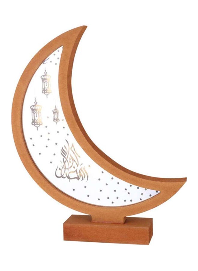 NIBEMINENT Moon Lamp Crescent Star Islam Eid Ramadan Mubarak Decorative Night Light Brown/White/Black 24x5x30cm - Image 1
