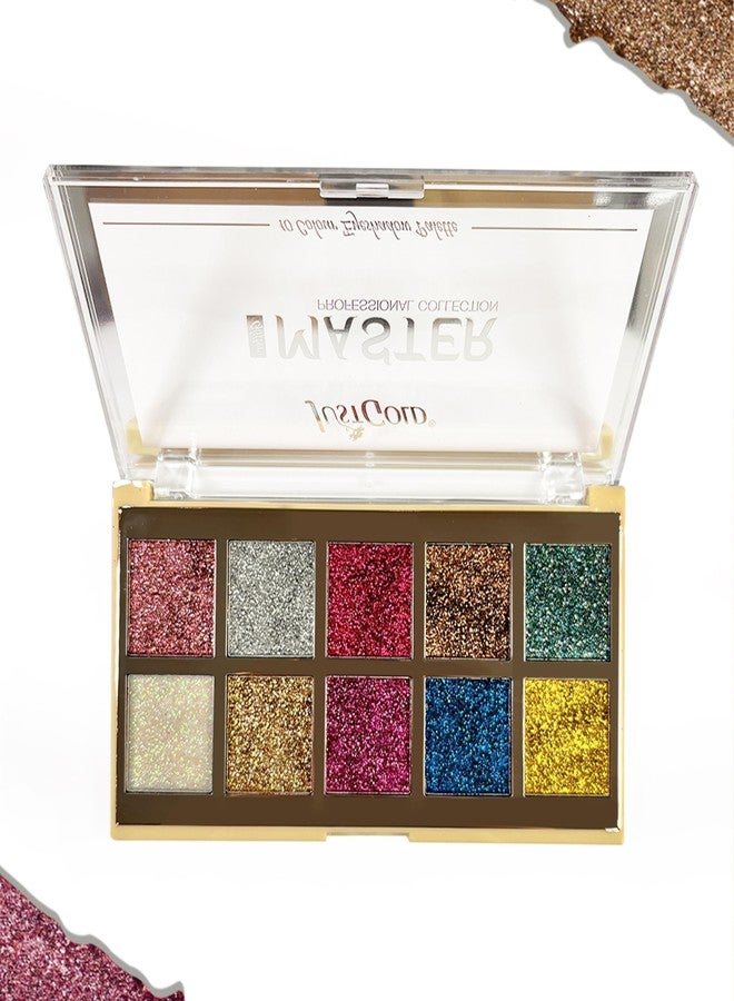 JUST GOLD Justgold Master Professional Collection 10 Color Glitter Eyeshadow Palette Highly Pigmented Long Lasting Glitter Shade For Party for Women Girls - Image 1