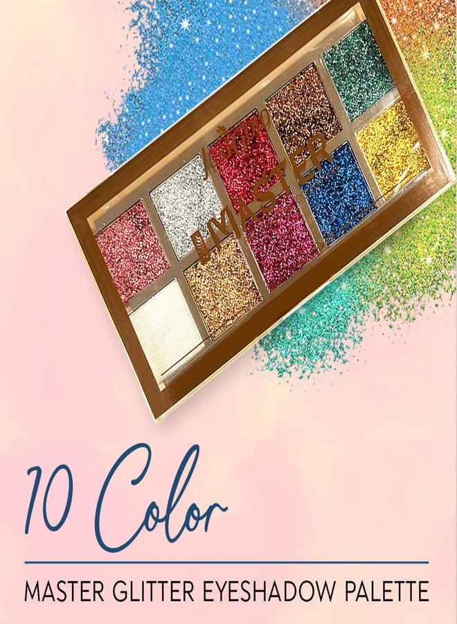JUST GOLD Justgold Master Professional Collection 10 Color Glitter Eyeshadow Palette Highly Pigmented Long Lasting Glitter Shade For Party for Women Girls - Image 3