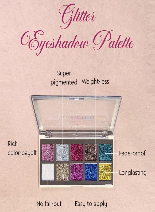 JUST GOLD Justgold Master Professional Collection 10 Color Glitter Eyeshadow Palette Highly Pigmented Long Lasting Glitter Shade For Party for Women Girls - Image 2