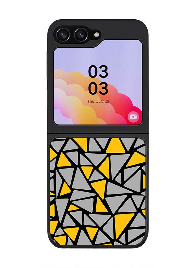 Stylizedd Rugged Black edge case for Samsung Galaxy Z Flip5, Slim fit Soft Case Flexible Rubber Edges Anti Drop TPU Gel Thin Cover -  Triabstract - Image 1