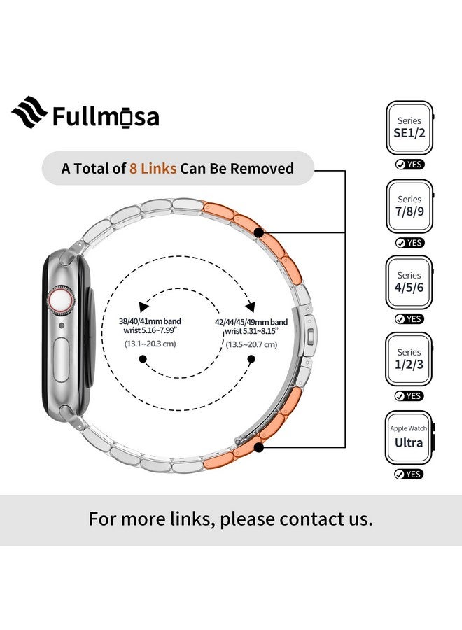 Fullmosa Fullmosa Compatible Apple Watch Bands 49mm 45mm 44mm 42mm 41mm 40mm 38mm, Stainless Steel iWatch Band with Case Metal Strap for Apple Watch Series Ultra 9 8 7 6 5 4 3 2 1 SE,42mm 44mm 45mm Silver - Image 4