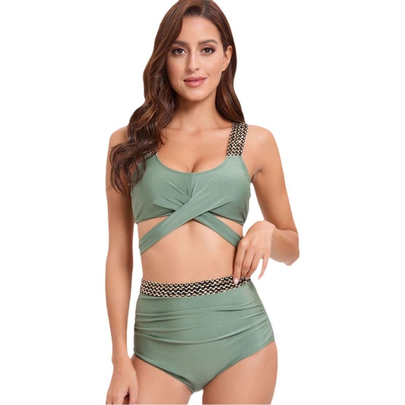 Factory Thickened and Style Solid Color Swimsuit for Women, Triangle Bikini for Foreign Trade, Bikini, Two-Piece Style - Image 1