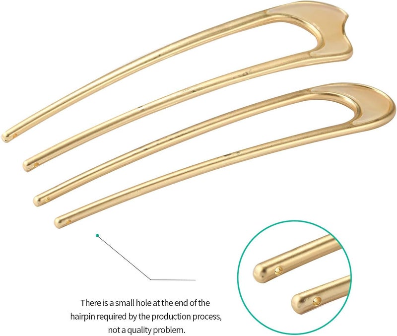 FRDTLUTHW U-Shaped Hair Pins Metal Vintage Hair Sticks French Hair Pin Hairstyle Chignon for Women Girls,3 Styles 2PCS - Image 5