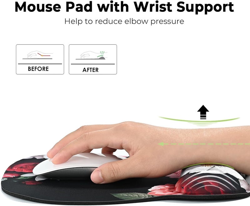 Eoocoo وسادة ماوس مريحة مع دعم للمعصم، وسادة ماوس مع وسادة معصم من رغوة الذاكرة وقاعدة غير قابلة للانزلاق للكمبيوتر، مقهى، منزل ومكتب، 9.64 × 8.26 بوصة ملحقات مكتب - Image 2