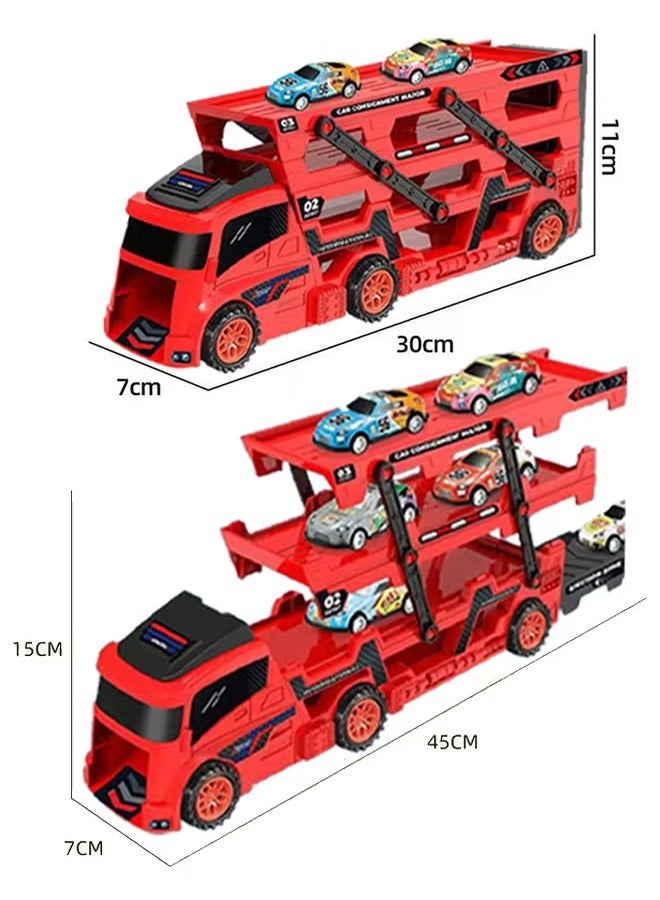 Foldable Toy Truck,Toddler Transport Truck Toy,Storage Container Truck Toy,Multi Layer Storage Toy Car,Children's Ejection Folding Container Truck,Container Truck Catapult,Foldable Car Race Track,Alloy Car Toy Set,Die-Cast Car Carrier Truck Toy for 3+ Year Old Boys and Girls Gift  - Image 2