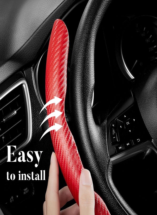 Aotoyou Carbon Fiber Steering Wheel Cover Anti-Slip Wrap Snap on Car Steering Wheel Accessories Grip 15 inch Universal 3pc Matte Red - Image 4