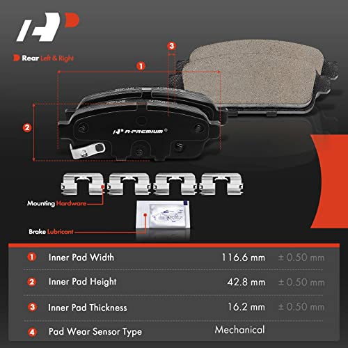 A-Premium Rear Ceramic Disc Brake Pads Set Compatible with Select Buick, Cadillac and Chevy Models - Cruze, Cruze Limited,Cascada, Encore, Verano, ELR, Orlando, Sonic, Trax, Volt, 4 Pcs - Image 5