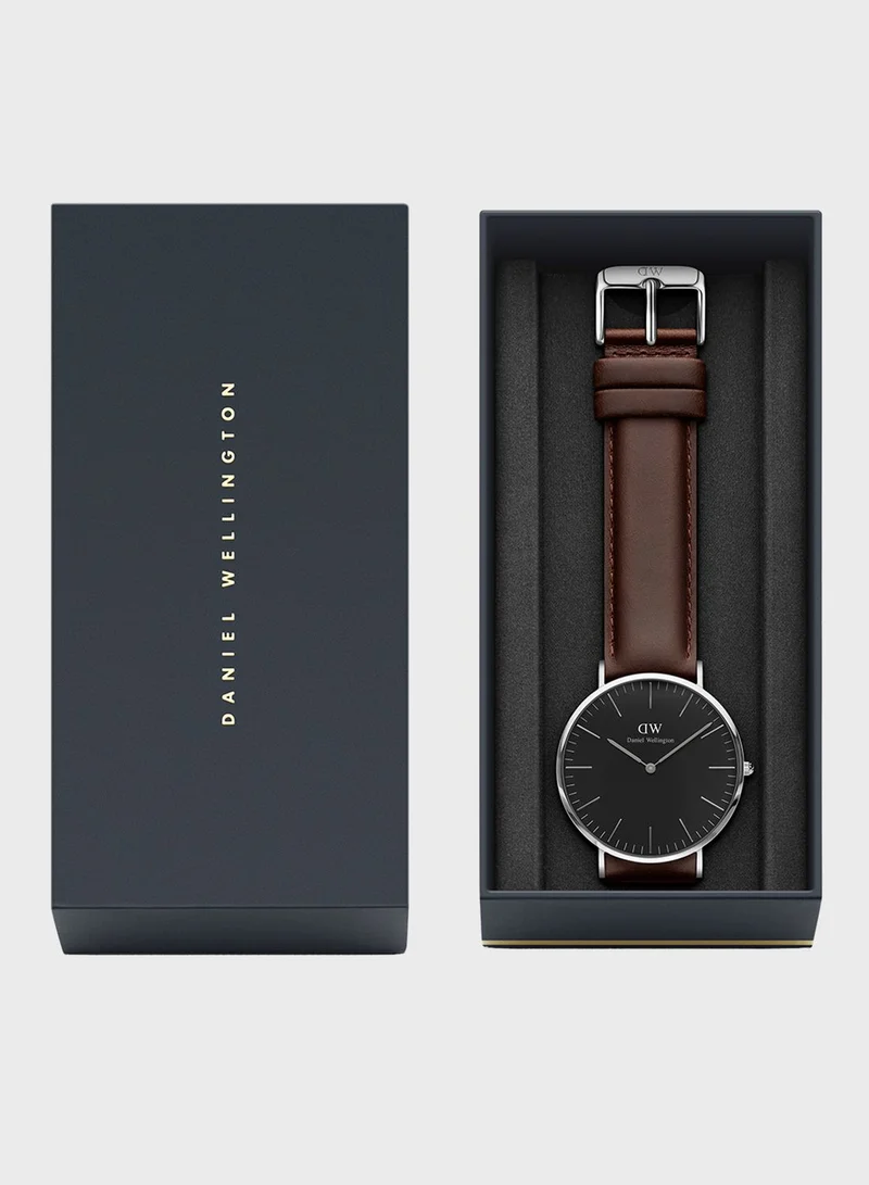 DANIEL WELLINGTON Classic Bristol Silver Black 40mm Watch