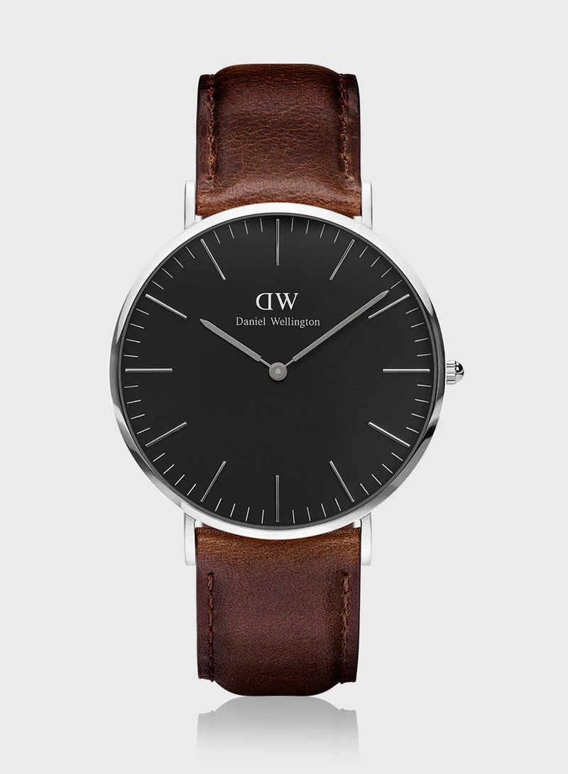 DANIEL WELLINGTON Classic Bristol Silver Black 40mm Watch