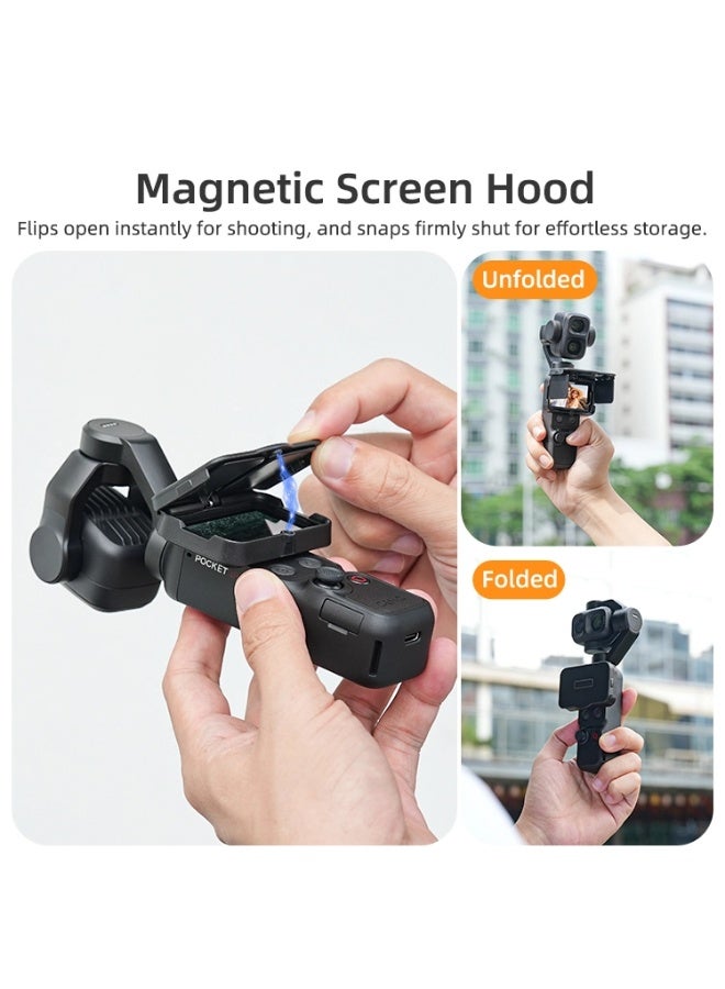 سني لايف غطاء شاشة وواقي شمس لـ Osmo Pocket 4P/4/3، غطاء مغناطيسي قابل للطي للكاميرا مع جوانب قابلة للتعديل، ملحقات حماية شاشة كاملة لكاميرا Pocket Gimbal - Image 5