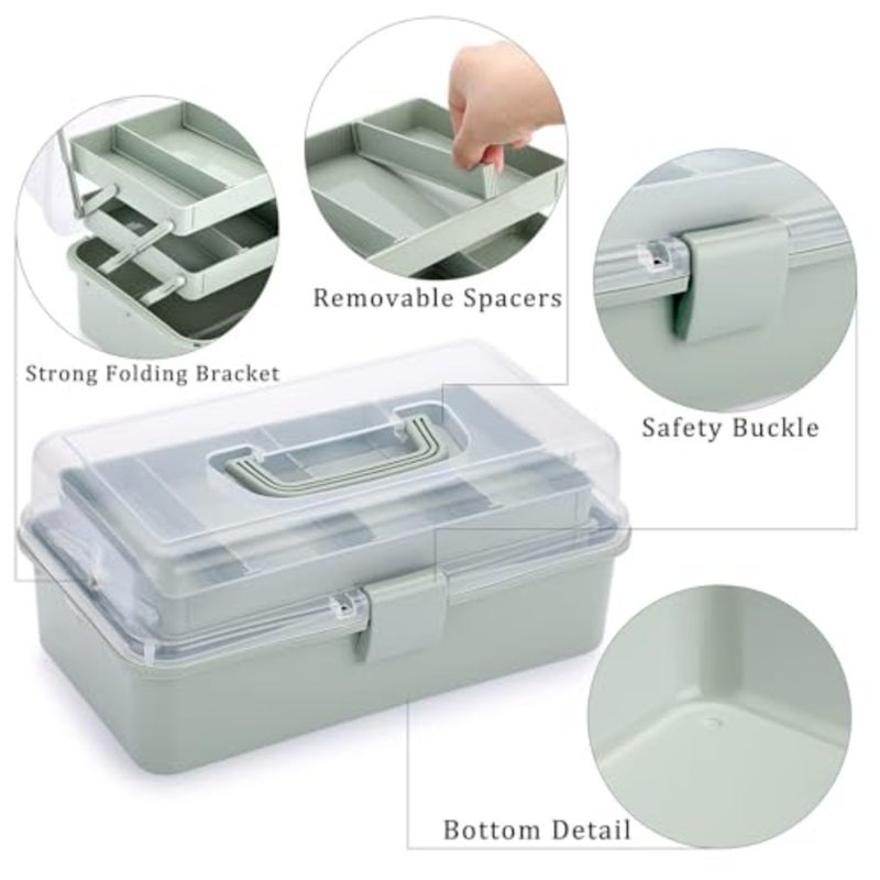3 Layer Plastic Dividing Storage Craft Organizer Stackable Box with Adjustable Dividers 7 Compartment for Sewing, Art Supplies, Toys, Stationery, Fishing Tackle, Portable Handle Utility - Image 5