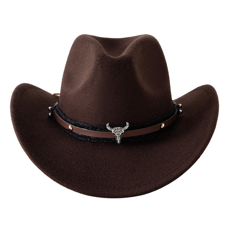 Jastore Baby Boys Girls Western Hats Toddler Cowboy Leather Buckle Felt Cowgirl Hat with Cowboy Red Bandanas (US, Age, 1 Year, 3 Years, Coffee) - Image 3