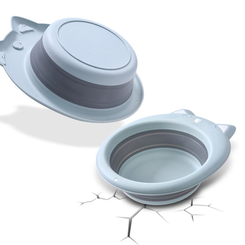 2 pcs Portable Washbasin Basin Adorable Cat Shape Folding Washing Basin Cartoon Folding Washbasin Washtub (Sky- ) - Image 5
