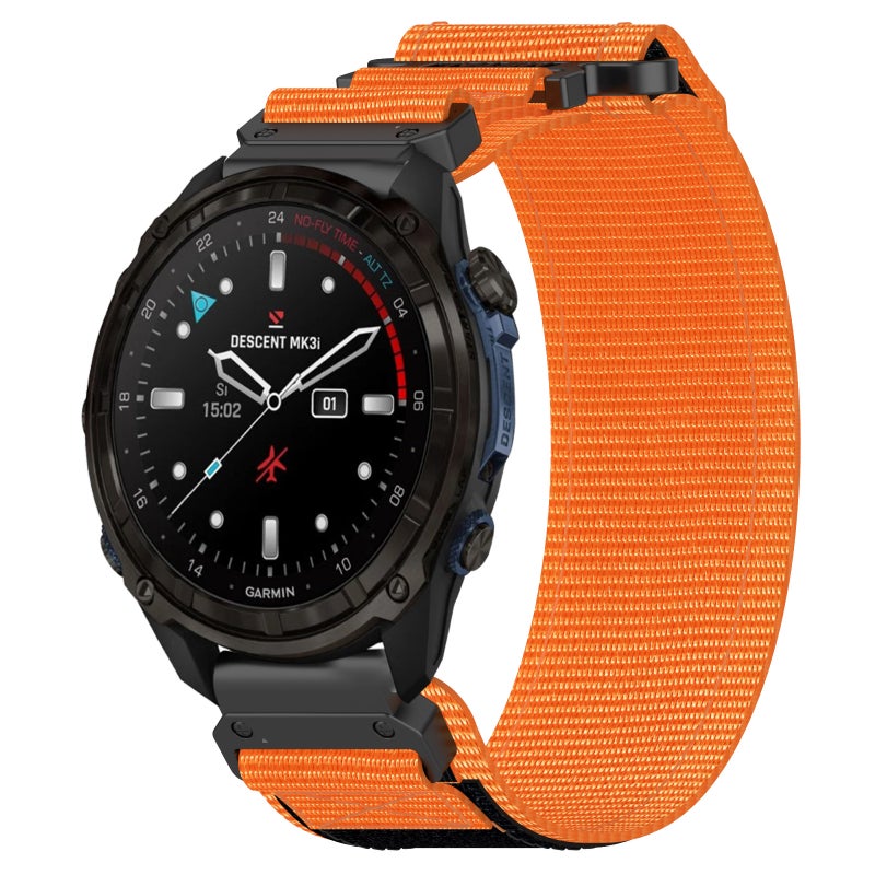 S-TOP For Garmin Descent Mk3 43mm 20mm Nylon Hook And Loop Fastener Watch Band(Orange) - Image 1