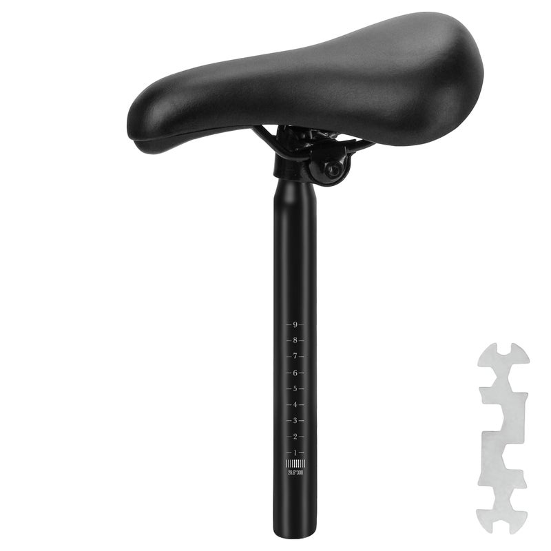 KH866 Kids Bike Seat Replacement with Post â€“ Comfortable Child Bicycle Saddle for Boys & Girls, Practical Children Childs Cycling Riding Cushion Seat Saddle, 1.13" Diameter Extends Seat Height to 12 Inches - Image 1