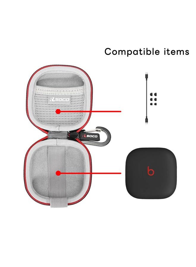 RLSOCO Hard Case for Beats Fit Pro/Fit Pro x Kim Kardashian True Wireless Noise Cancelling Earbuds - Black | Travel Organzier Case Cover Dustproof, Water-Resistant Storage Pouch, With Carabiner - Image 2