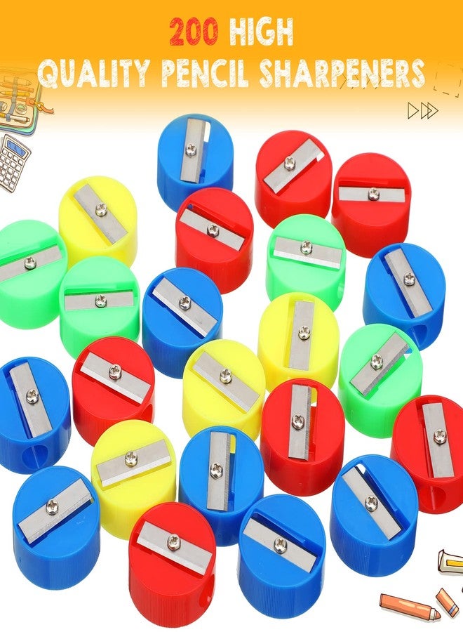 Fainne 200 Pcs Pencil Sharpeners Bulk, Mini Manual Pencil Sharpeners Handheld Small Pocket for Office Supplies Goodie Bags and Gifts, Multicolor (Round) - Image 3