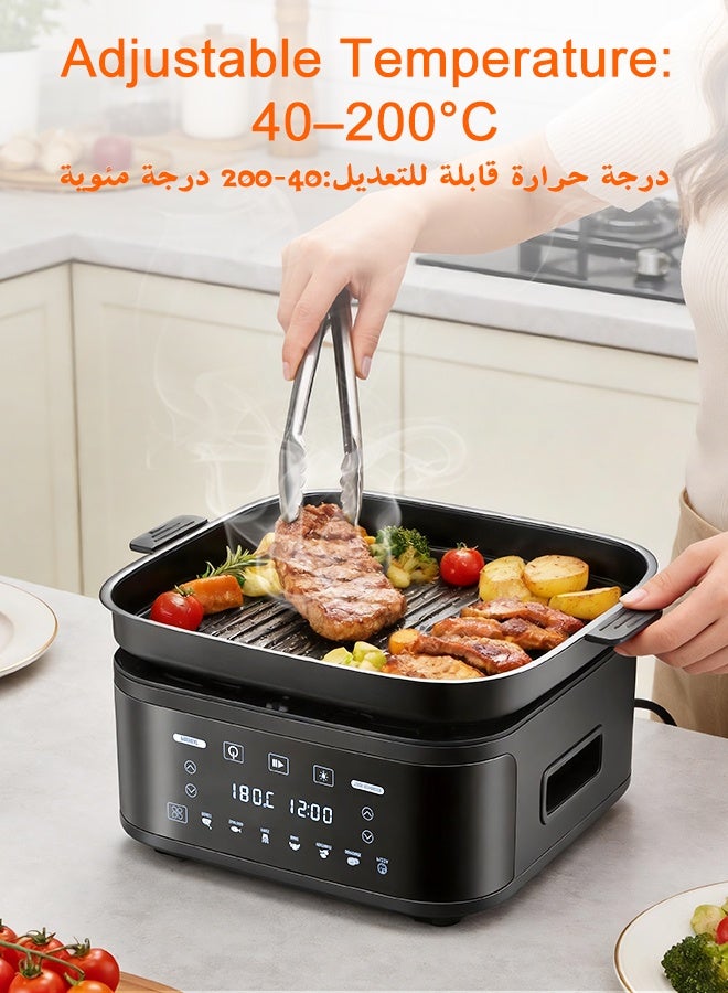 Royalstar 2 in 1 Air Fryer Grill Combo, 8L 1650W Large Electric Hot Airfryer with Detachable Roasting Basket, 12 Touch Presets, Clear Viewing Window, Smart Oven for Low Oil Healthy Family Meals - Image 5