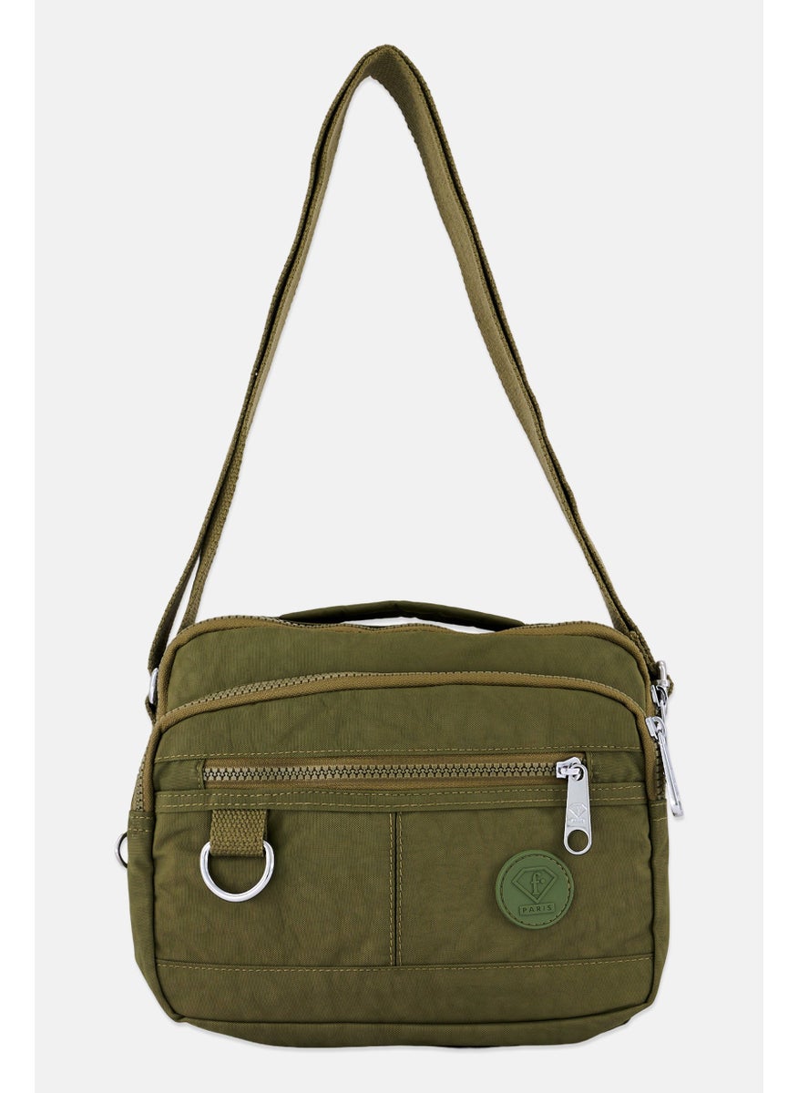 I Love Fashion Women Brand Logo Cross Body Bag 23 L x 18 H x 11 W cm, Olive  - Image 1