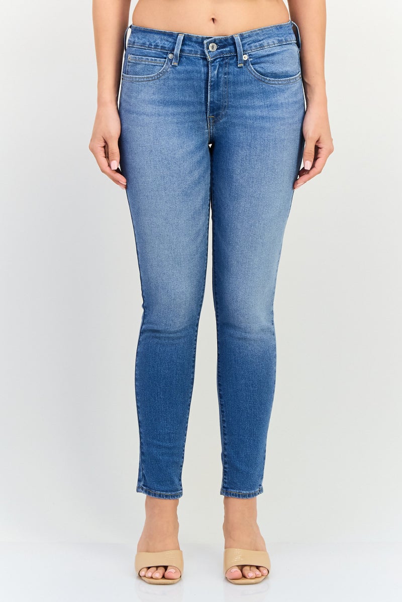 Levi's Women Skinny Fit Washed Stretchable Jeans, Blue - Image 1