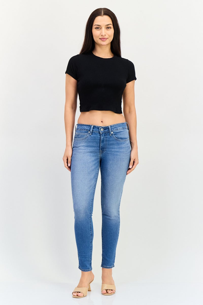 Levi's Women Skinny Fit Washed Stretchable Jeans, Blue - Image 2