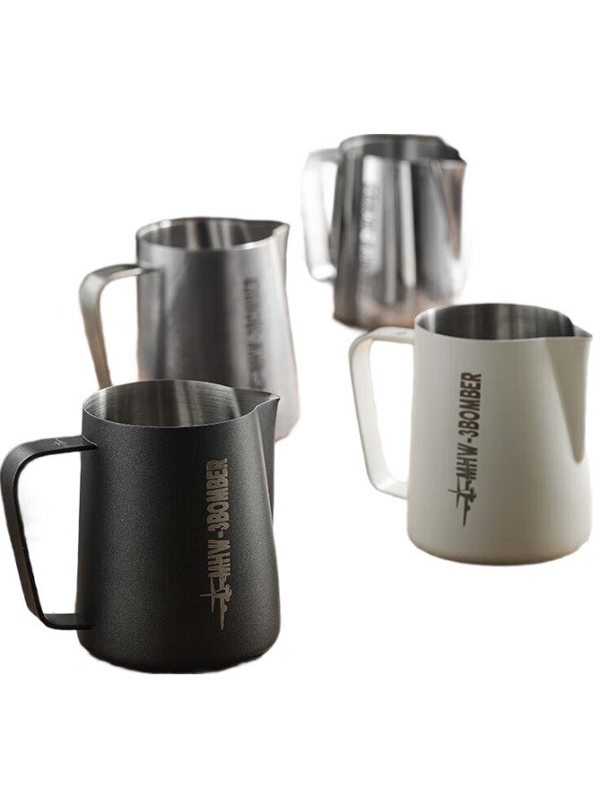 Mhw-3Bomber Latte Art Pitcher, 600Ml Stainless Steel Milk Frother Cup, Coffee And Milk Frother, Sand White Classic Version - Image 2