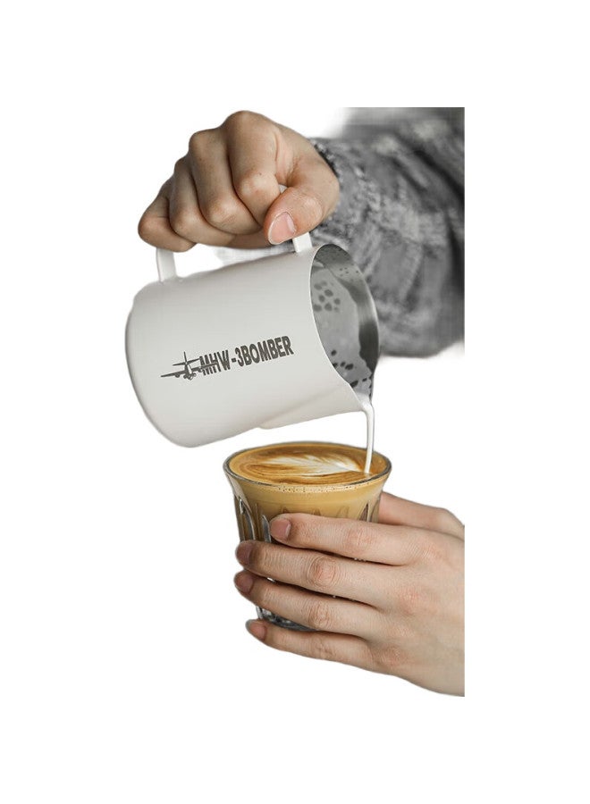 Mhw-3Bomber Latte Art Pitcher, 600Ml Stainless Steel Milk Frother Cup, Coffee And Milk Frother, Sand White Classic Version - Image 3