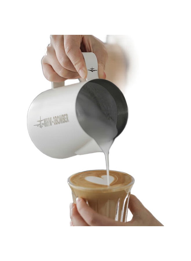 Mhw-3Bomber Latte Art Pitcher, 600Ml Stainless Steel Milk Frother Cup, Coffee And Milk Frother, Sand White Classic Version - Image 1