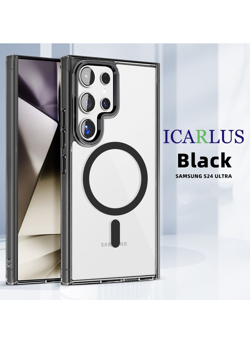 ICARLUS For Samsung Galaxy S24 Ultra Case Compatible with MagSafe TPU+PC Anti-Scratch Cover - Black  - Image 1