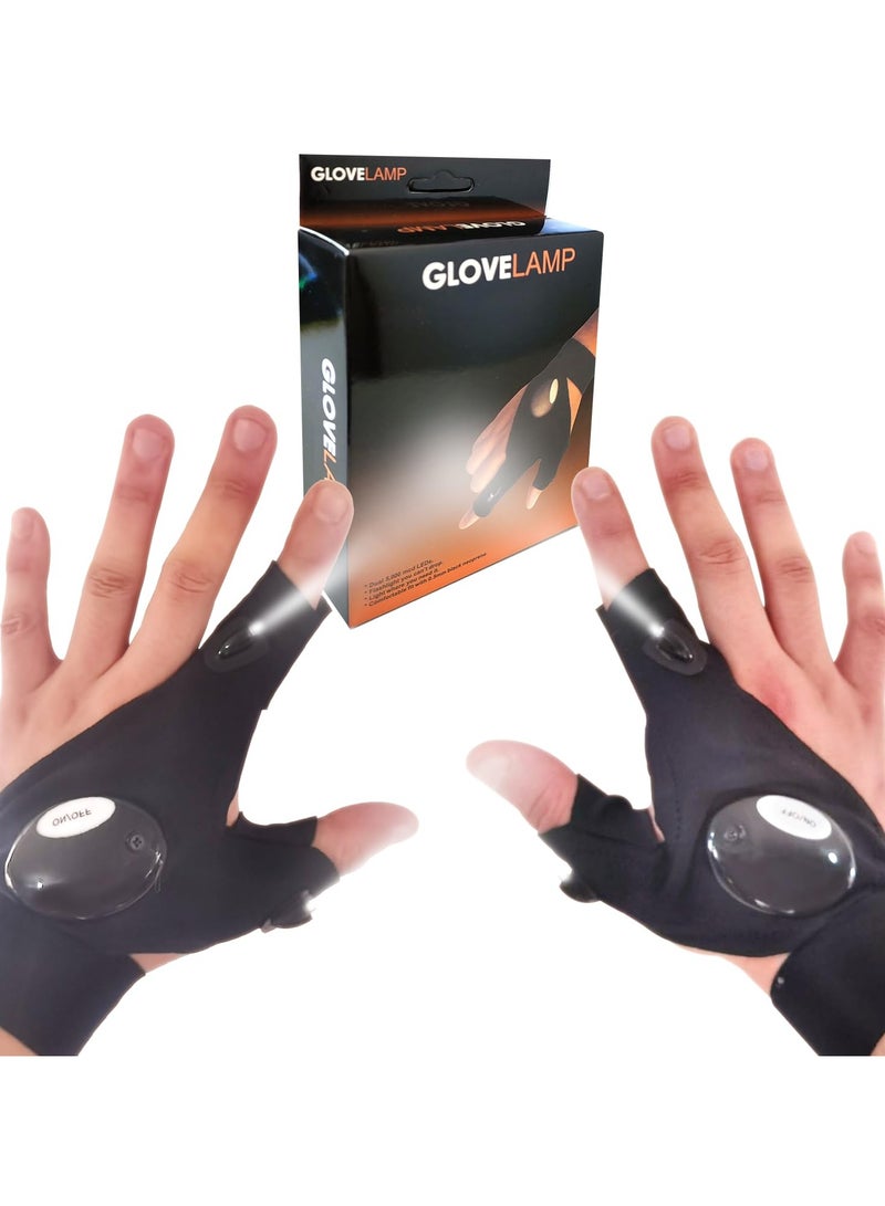Generic 1 Pair Led Flashlight Gloves Half Finger Gloves with Lights Night Fishing Gloves Night Running Lights Gloves Dad Men Gift  - Image 1