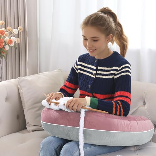 HOMBYS Crochet Pillow for Lap SupportGaming Pillow for LapLap Pillow for Reading CrochetingSoft Lap Desk PillowReading PillowCrochet Pillow for Lap SupportArm Pillows Dusty PinkLight Grey - Image 3