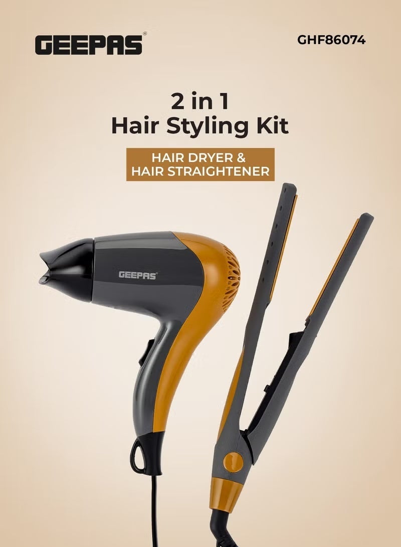 GEEPAS Hair Dryer & Straightener Combo – 2-in-1 Styling Tool - Image 1