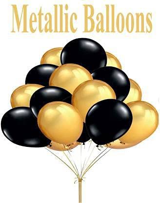 HEMITO Solid Happy Birthday Golden Foil Letter Balloons(13 foil latter 1 pack) With 30 Pic Black Gold Balloons And 2 Pcs Golden Metallic Fringe Shiny Curtains Balloon (Gold, Black, Pack of 45). - Image 2
