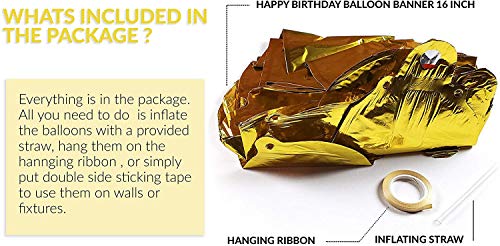 HEMITO Solid Happy Birthday Golden Foil Letter Balloons(13 foil latter 1 pack) With 30 Pic Black Gold Balloons And 2 Pcs Golden Metallic Fringe Shiny Curtains Balloon (Gold, Black, Pack of 45). - Image 5
