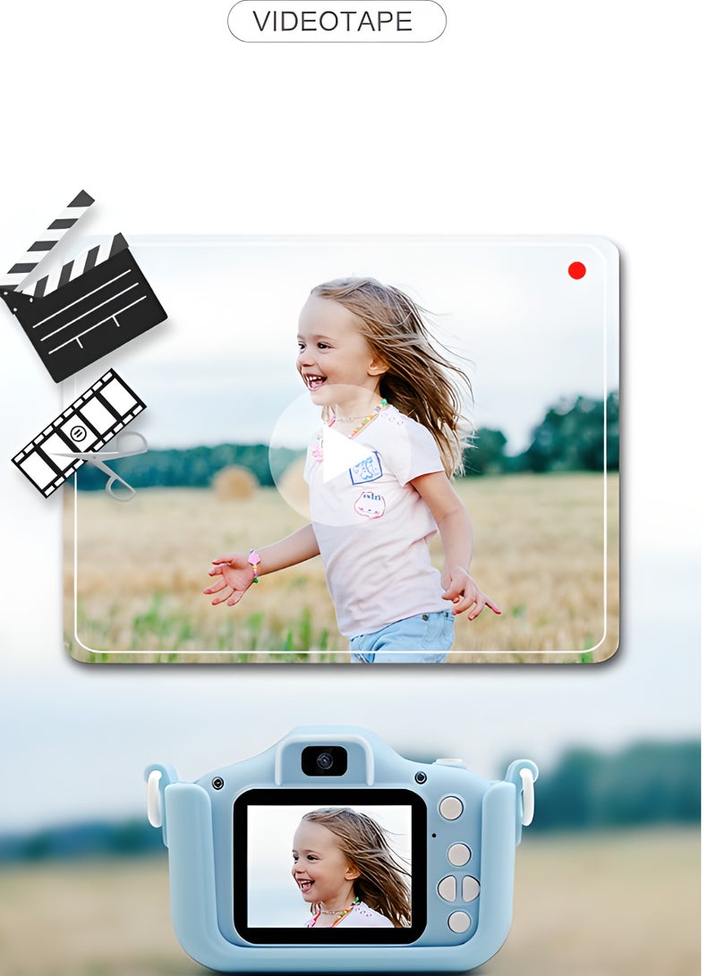 AROAQ Kids Camera, HD 1080p Shockproof Children Video Camera, Portable Mini  Dual Camera Toy, Multiple Functions Digital Camera For Girls Boys, (x5s HD dual camera rainbow pink cat+32g card+card reader) - Image 4