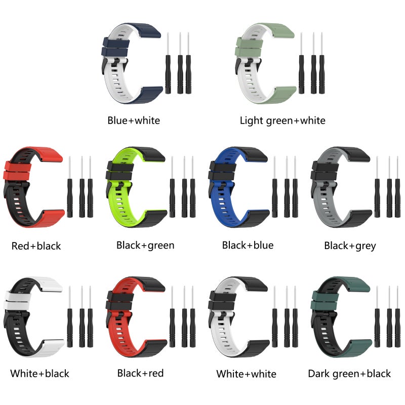 S-TOP For Garmin Fenix 3 26mm Silicone Mixing Color Watch Band(White+Black) - Image 2