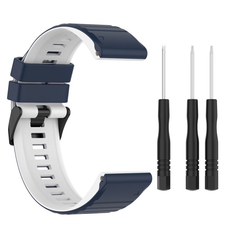 S-TOP For Garmin Fenix 3 26mm Silicone Mixing Color Watch Band(White+Black) - Image 3