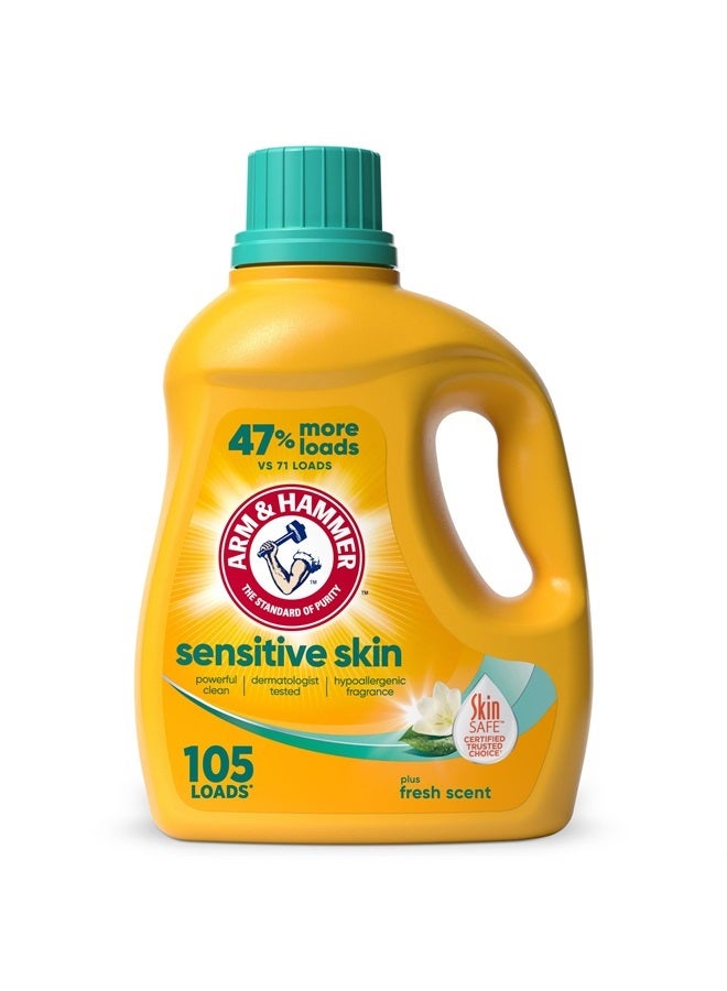 Arm & Hammer Sensitive Skin Plus Fresh Scent, 105 Loads Liquid Laundry Detergent, 105 Fl oz - Image 1