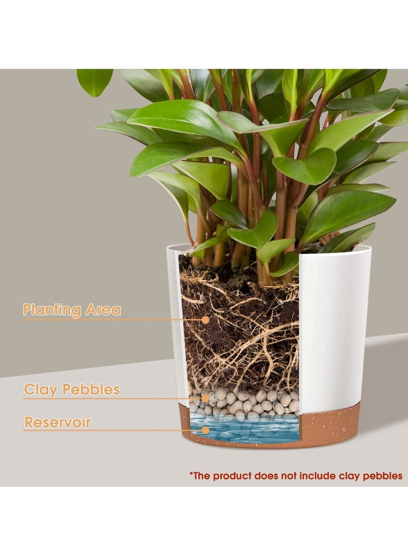 2 Pack 8 Inch Planters, Plastic Plant Pots with Drainage Holes and Removable Base, for Outdoor, Indoor and Garden (White) - Image 4