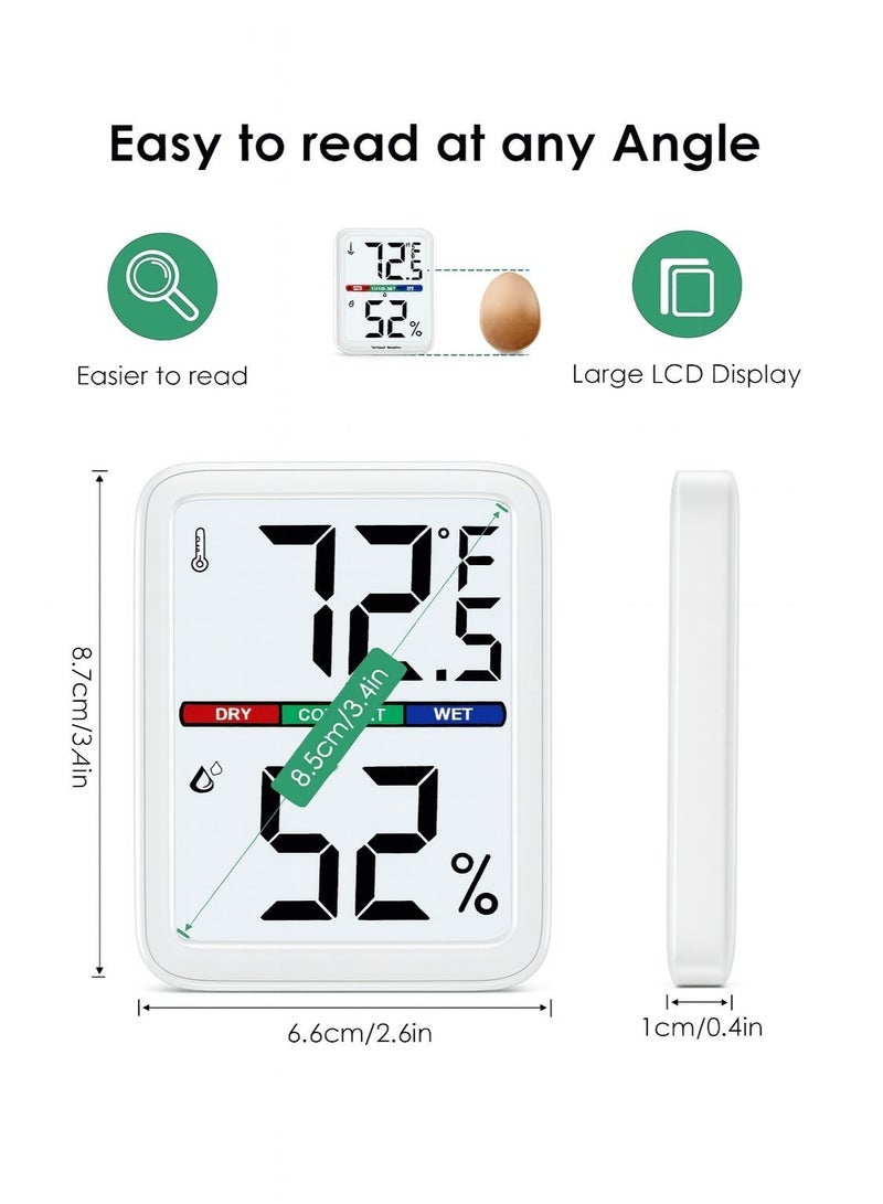 سيسلي مقياس حرارة ورطوبة رقمي داخلي - مقياس حرارة ورطوبة بشاشة LCD كبيرة مع مؤشر للراحة، مناسب لغرف الأطفال والرضع والمكاتب، لمراقبة درجة الحرارة والرطوبة - Image 2