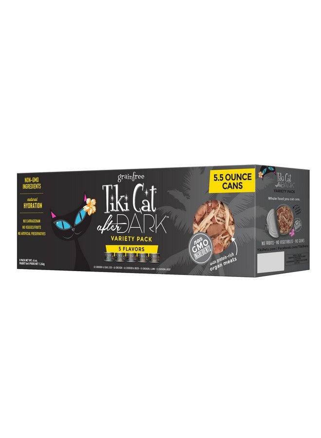 Tiki Cat After Dark, Variety Pack, HighProtein And 100% NonGmo Ingredients, Wet Cat Food For Adult Cats, 5.5 Oz. Cans (Pack Of 8) - Image 1