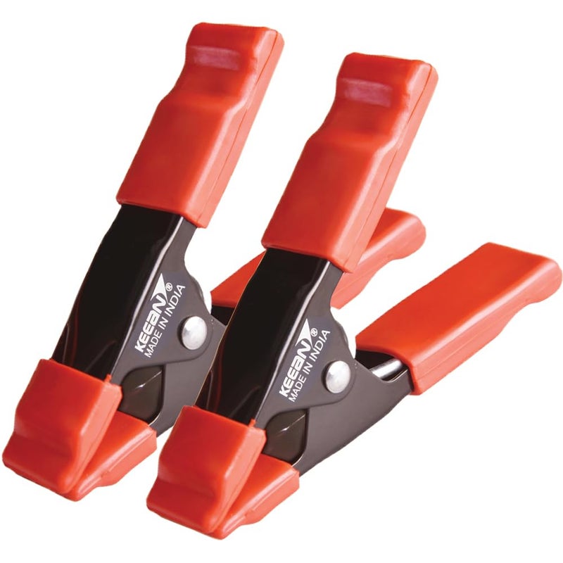 1 INCH JAW OPENING METAL SPRING CLAMP HEAVY DUTY PROTECTIVE HANDLE AND TIPS (PACK OF 2) DIY BUILDING AND WOOD WORKING