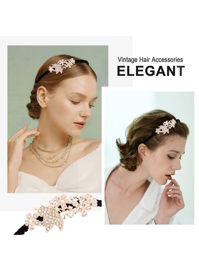 YISSION 4Pcs Fancy Rhinestone Headbands For Women Girls Crystal Headband Non Slip Head Bands Fashion Hairband Vintage Wedding Hair Accessories For Women Girls - Image 3